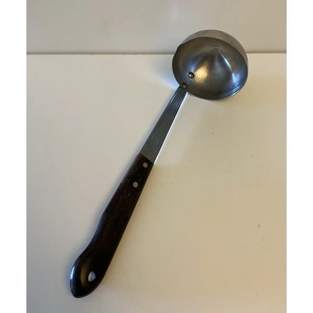 Vintage Veri-Sharp Ladle Stainless Steel 10” Riveted Wood Handle Made In USA